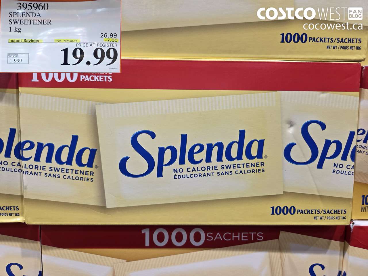 395960 SPLENDA SWEETENER 1000 PACKETS ($7.00 INSTANT SAVINGS EXPIRES ON 2026-01-25) $19.99