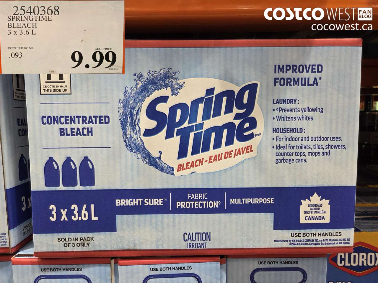2540368 SPRINGTIME BLEACH 3 X 3.6L $9.99