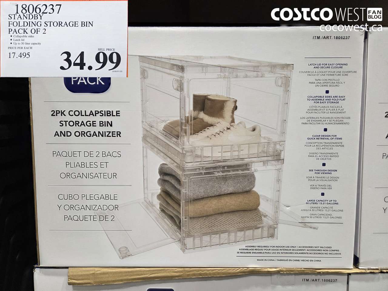 1806237 STANDBY FOLDING STORAGE BIN PACK OF 2 $34.99