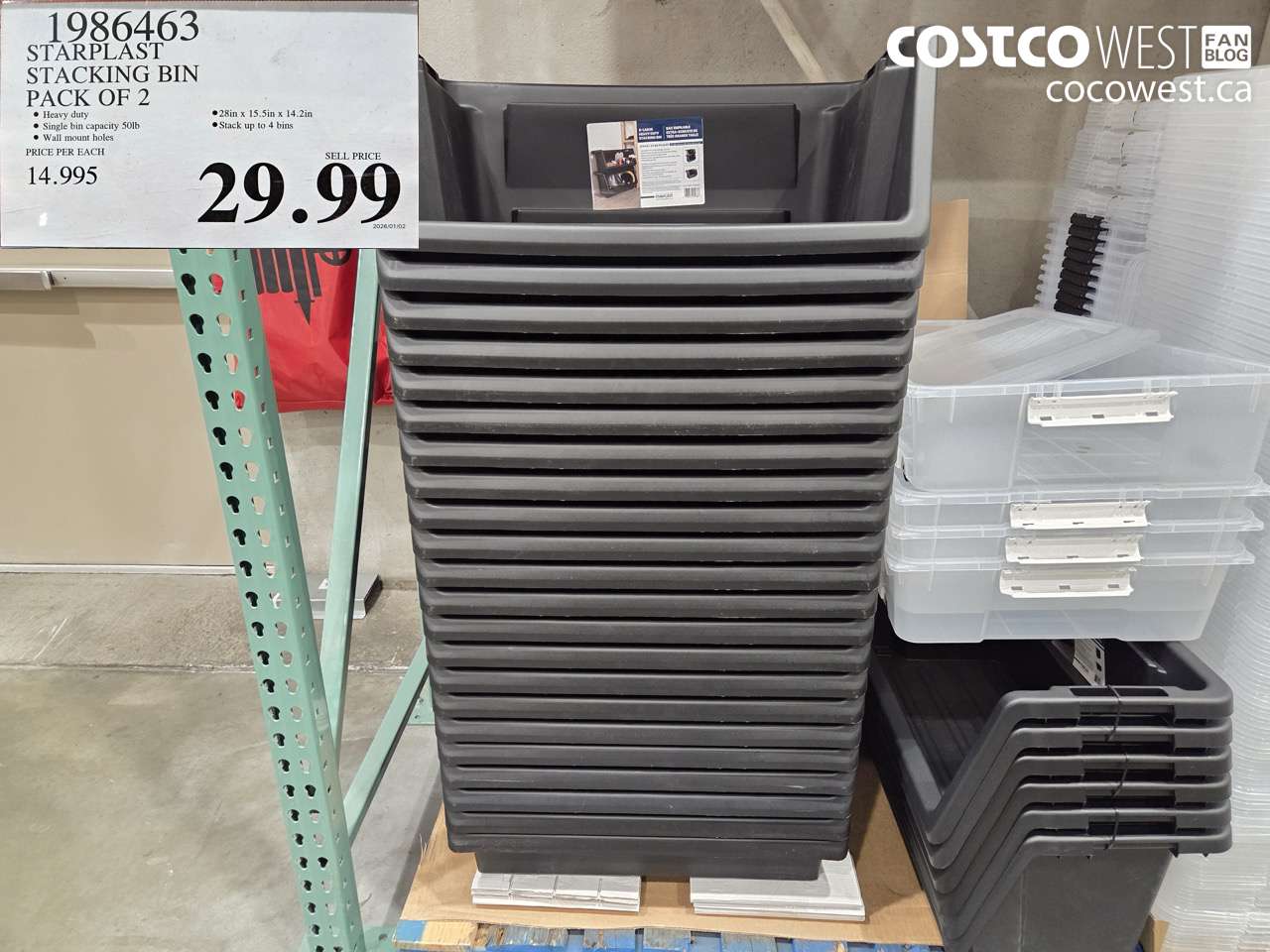 1986463 STARPLAST STACKING BIN PACK OF 2 $29.99