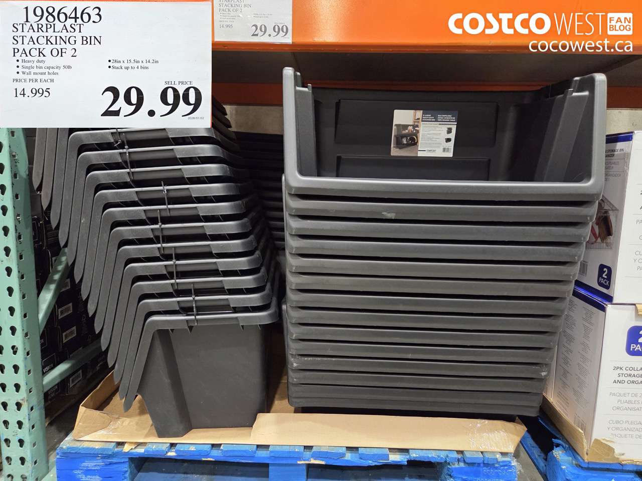 1986463 STARPLAST STACKING BIN PACK OF 2 $29.99