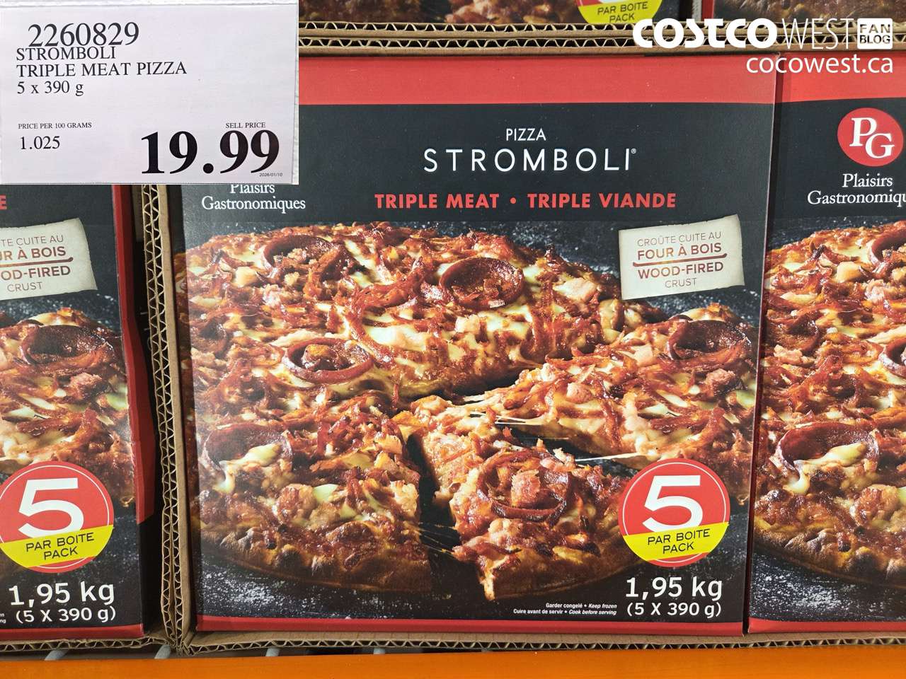 2260829 STROMBOLI TRIPLE MEAT PIZZA 5 X 390G $19.99