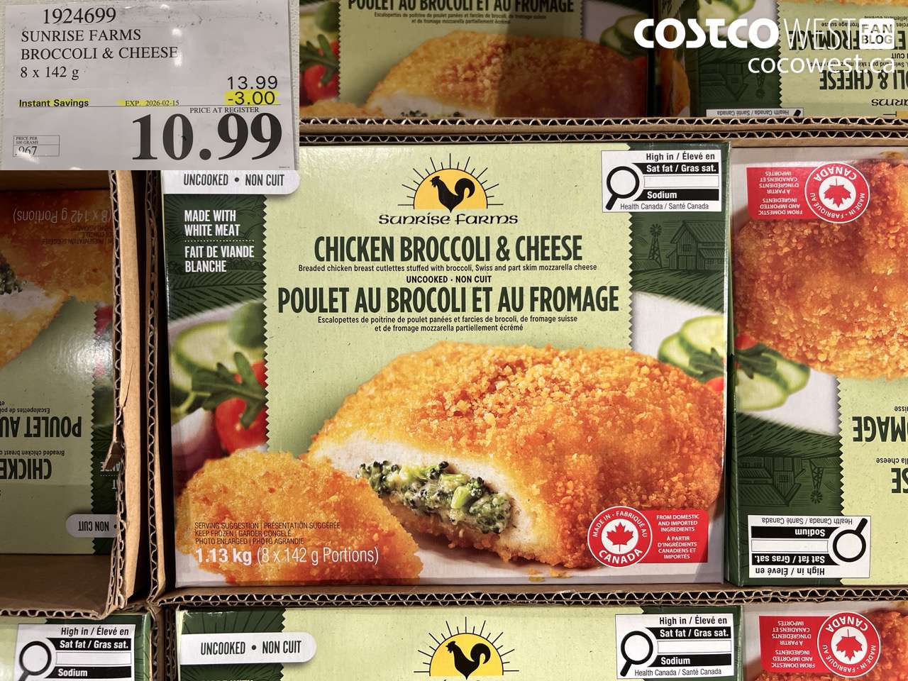 1924699 SUNRISE FARMS BROCCOLI & CHEESE 8 X 142 G ($3.00 INSTANT SAVINGS EXPIRES ON 2026-02-15) $10.99
