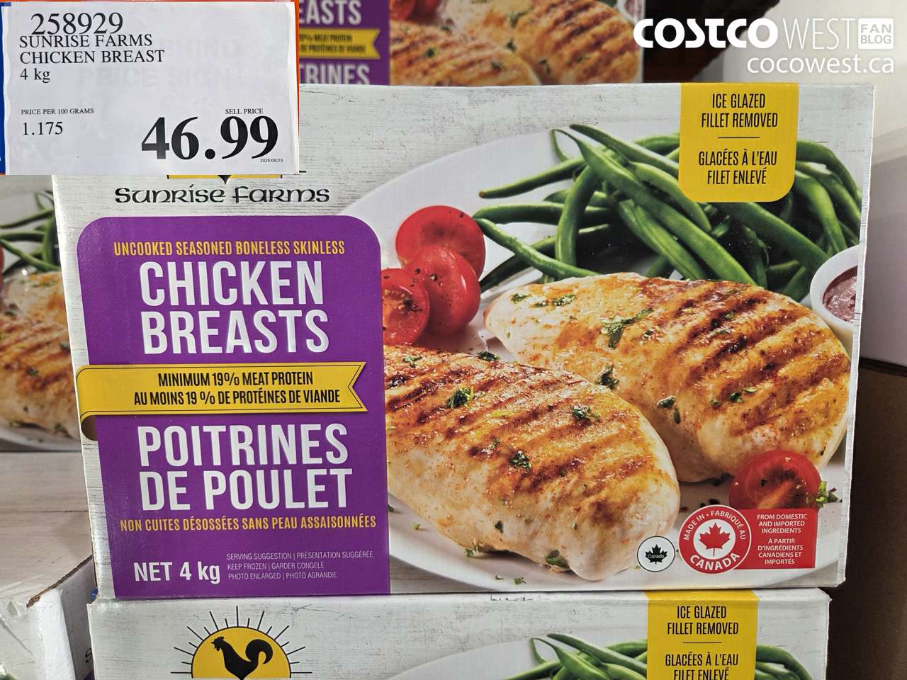 258929 SUNRISE FARMS CHICKEN BREAST 4 kg $46.99