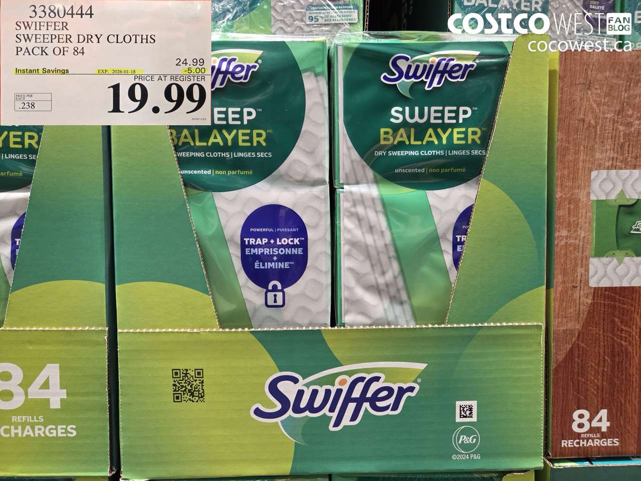 3380444 SWIFFER SWEEPER DRY CLOTHS PACK OF 84 ($5.00 INSTANT SAVINGS EXPIRES ON 2026-01-18) $19.99