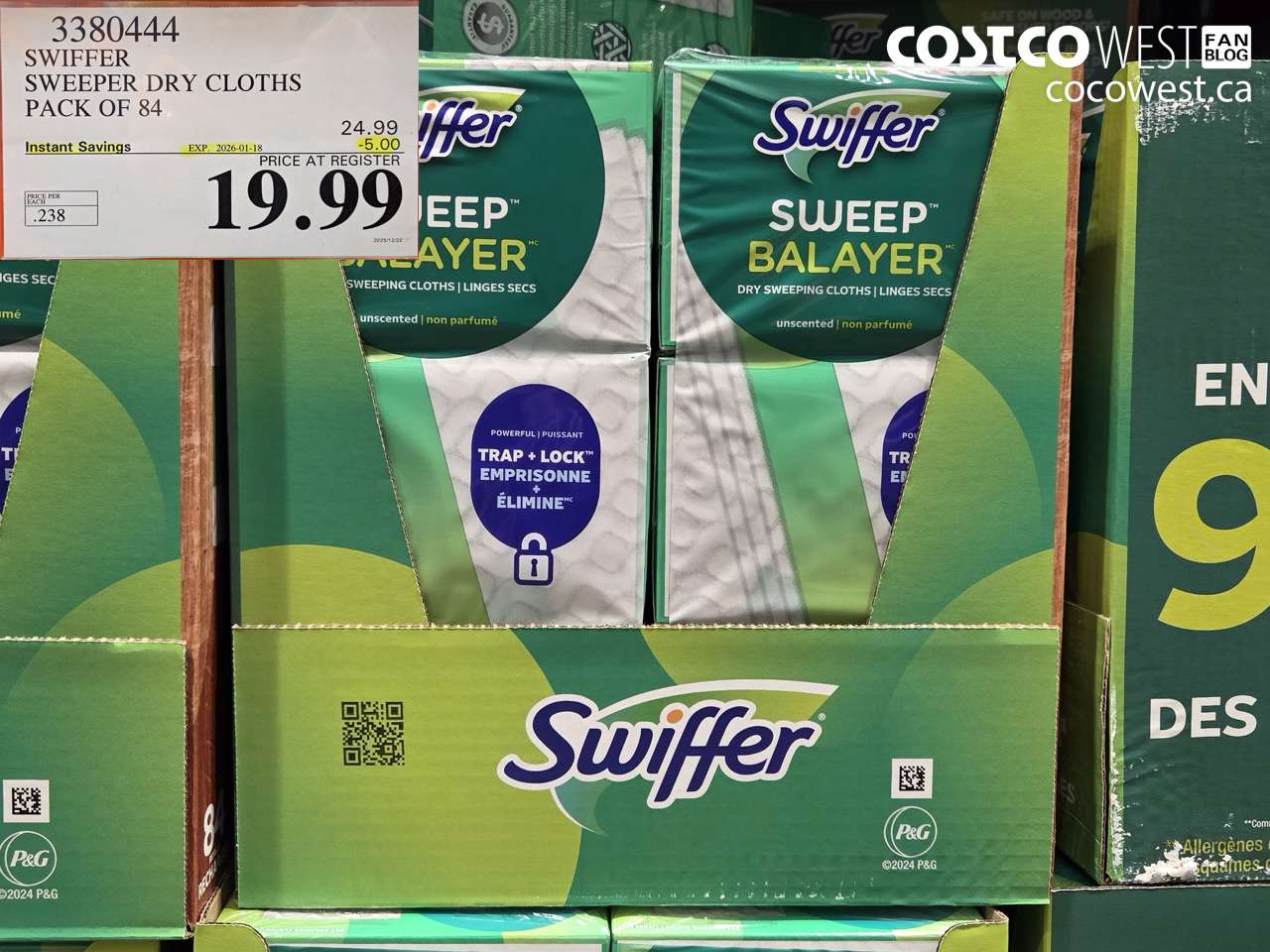 3380444 SWIFFER SWEEPER DRY CLOTHS PACK OF 84 ($5.00 INSTANT SAVINGS EXPIRES ON 2026-01-18) $19.99