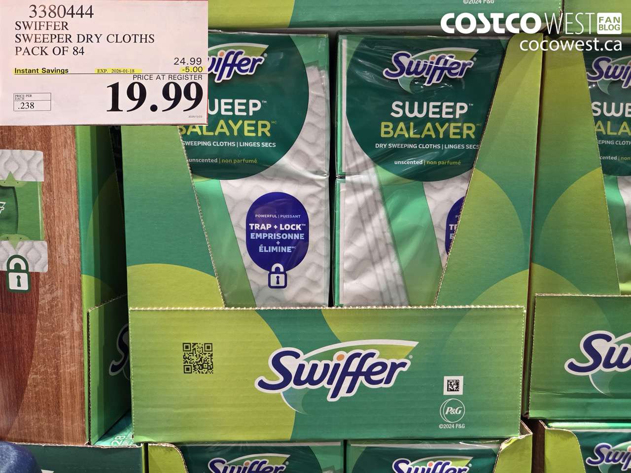 3380444 SWIFFER SWEEPER DRY CLOTHS PACK OF 84 ($5.00 INSTANT SAVINGS EXPIRES ON 2026-01-18) $19.99