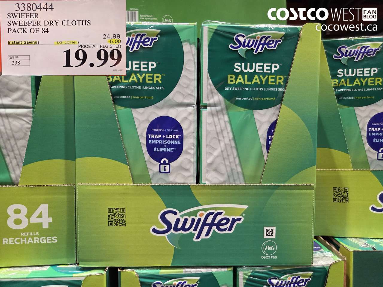 3380444 SWIFFER SWEEPER DRY CLOTHS PACK OF 84 ($5.00 INSTANT SAVINGS EXPIRES ON 2026-01-18) $19.99