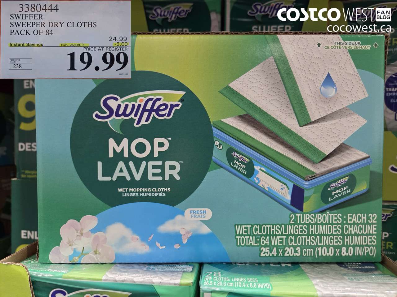 3380444 SWIFFER SWEEPER DRY CLOTHS PACK OF 84 ($5.00 INSTANT SAVINGS EXPIRES ON 2026-01-18) $19.99