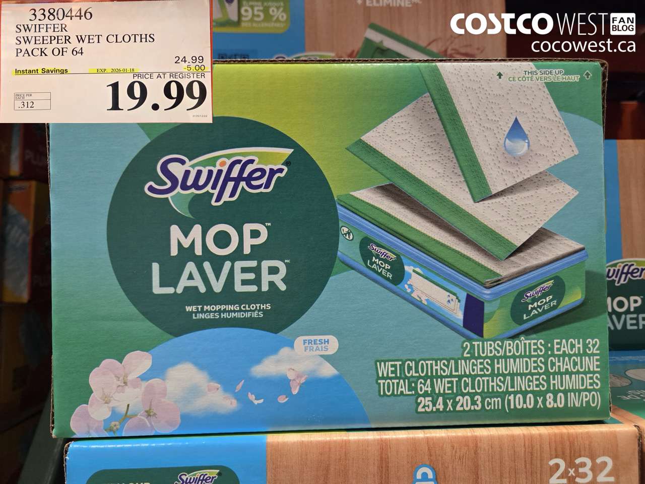 3380446 SWIFFER SWEEPER WET REFILLS PACK OF 64 ($5.00 INSTANT SAVINGS EXPIRES ON 2026-01-18) $19.99