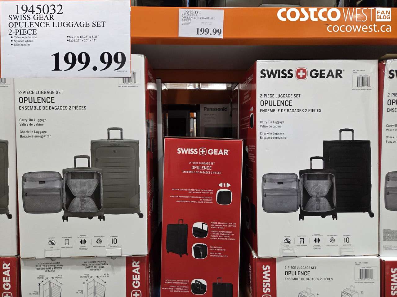 1945032 SWISS GEAR OPULENCE LUGGAGE SET 2 PIECE $199.99