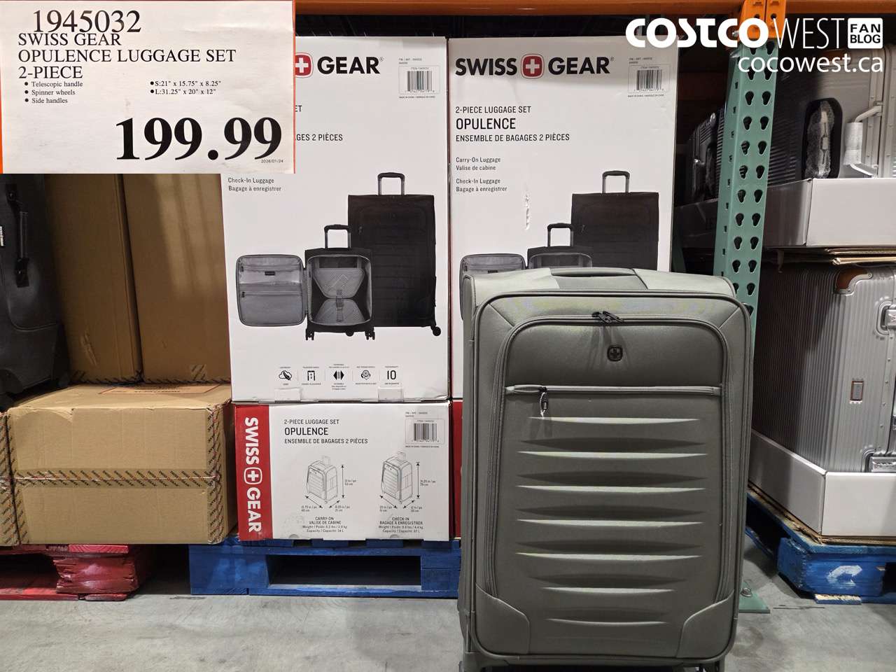 1945032 SWISS GEAR OPULENCE LUGGAGE SET 2 PIECE $199.99