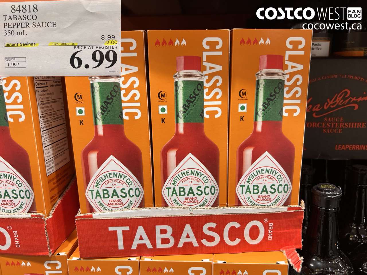 84818 TABASCO PEPPER SAUCE 350 mL ($2.00 INSTANT SAVINGS EXPIRES ON 2026-01-25) $6.99