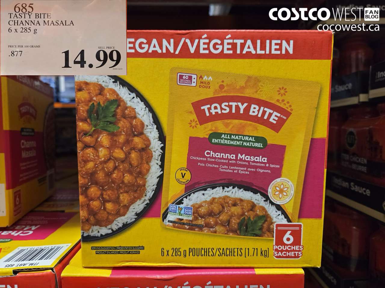 685 TASTY BITE CHANNA MASALA 6 X 285G $14.99