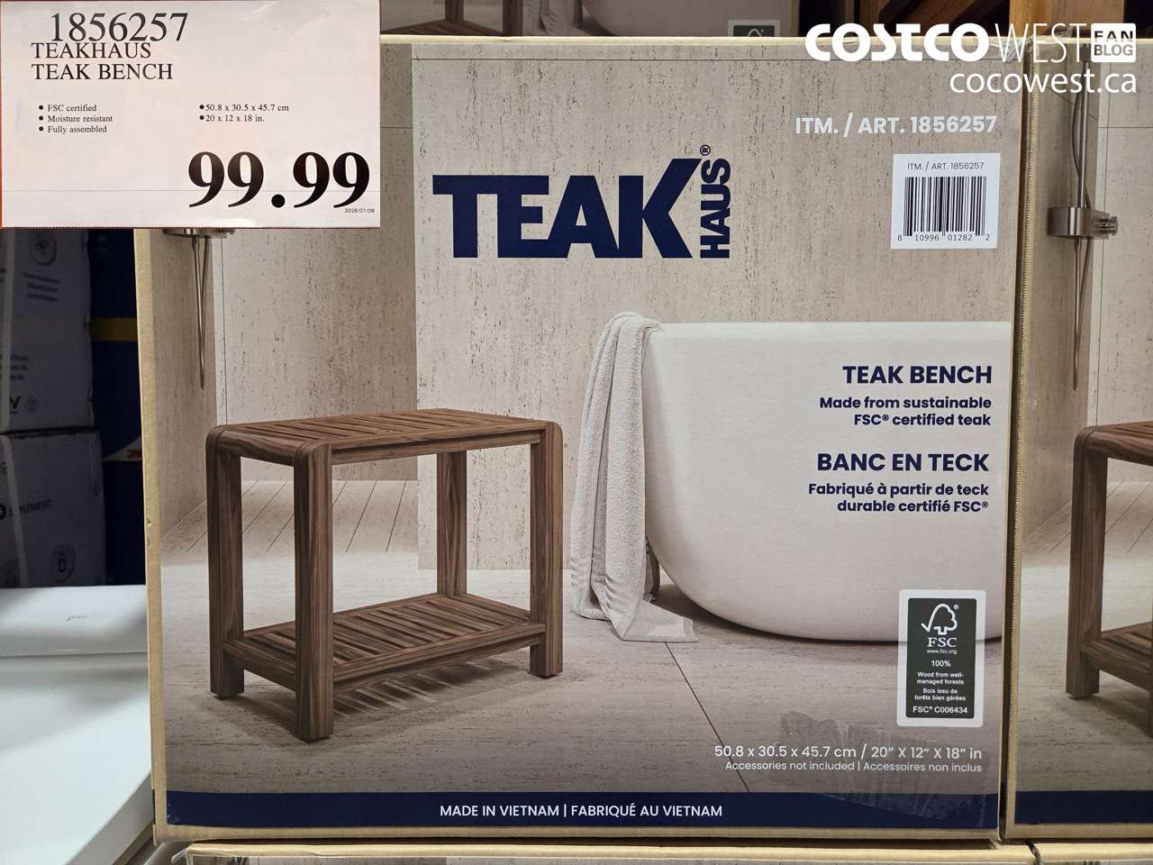 1856257 TEAKHAUS TEAK BENCH FSC CERTIFIED $99.99