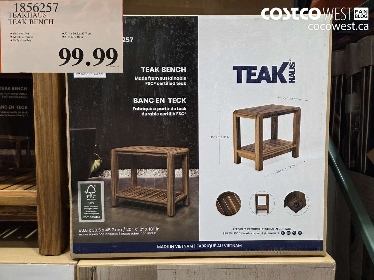 1856257 TEAKHAUS TEAK BENCH FSC CERTIFIED $99.99