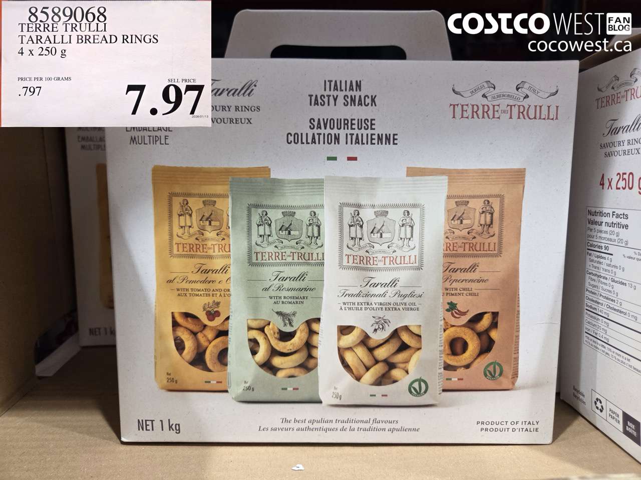 8589068 TERRE TRULLI TARALLI BREAD RINGS 4 x 250 g $7.97