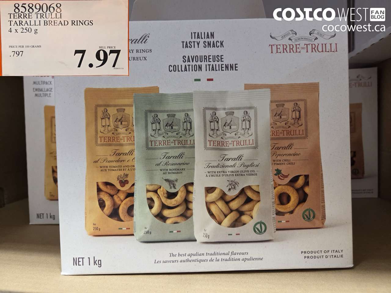 8589068 TERRE TRULLI TARALLI BREAD RINGS 4 x 250 g $7.97