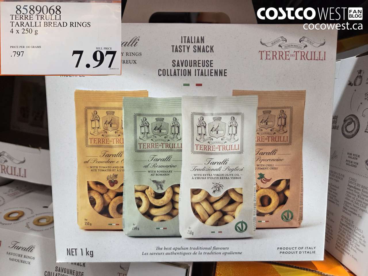 8589068 TERRE TRULLI TARALLI BREAD RINGS 4 x 250 g $7.97