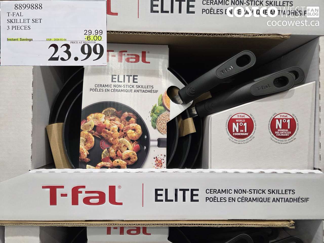 8899888 T-FAL SKILLET SET 3 PIECES ($6.00 INSTANT SAVINGS EXPIRES ON 2026-01-04) $23.99