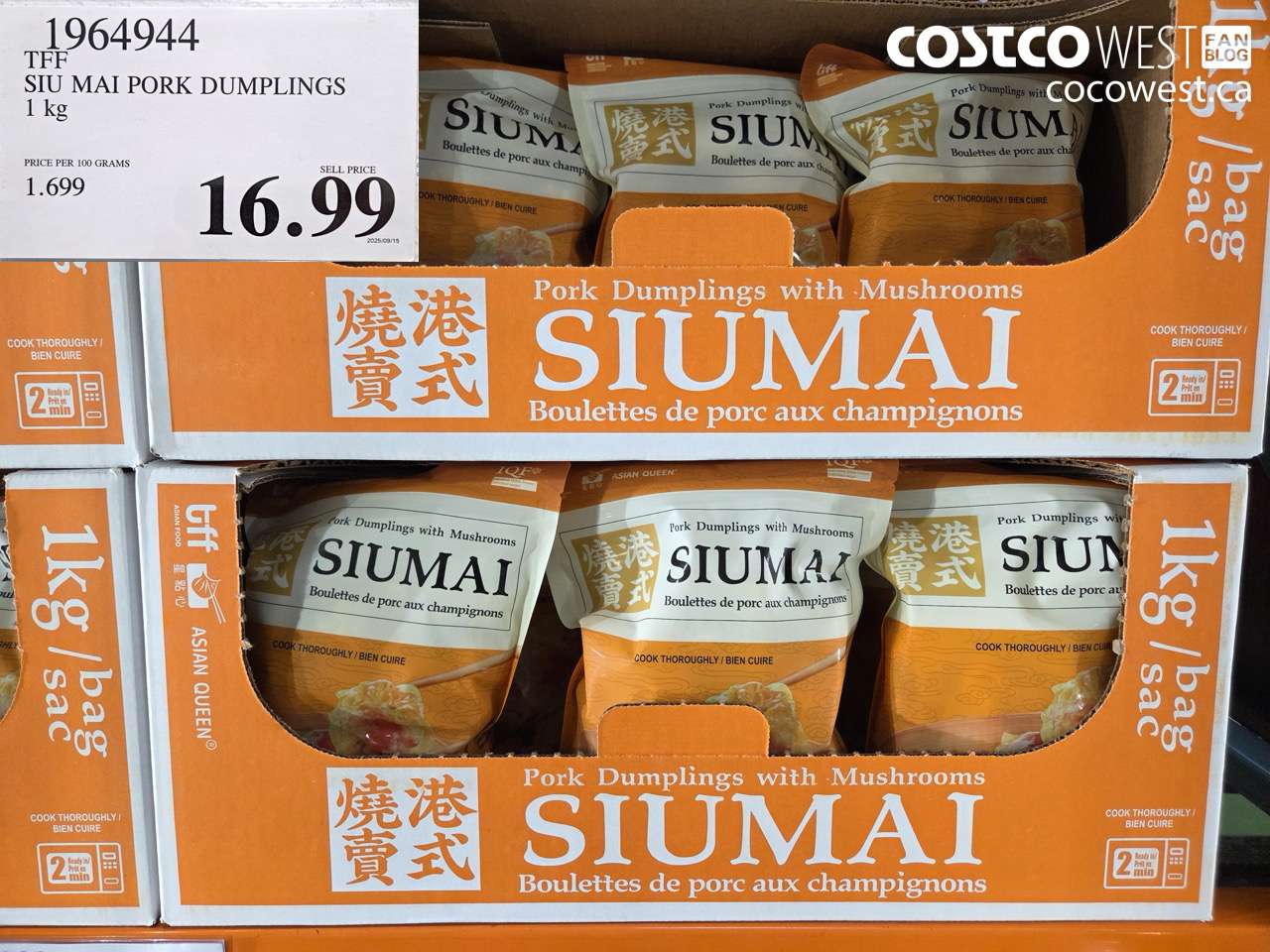 1964944 TFF SIU MAI PORK DUMPLINGS 1KG $16.99