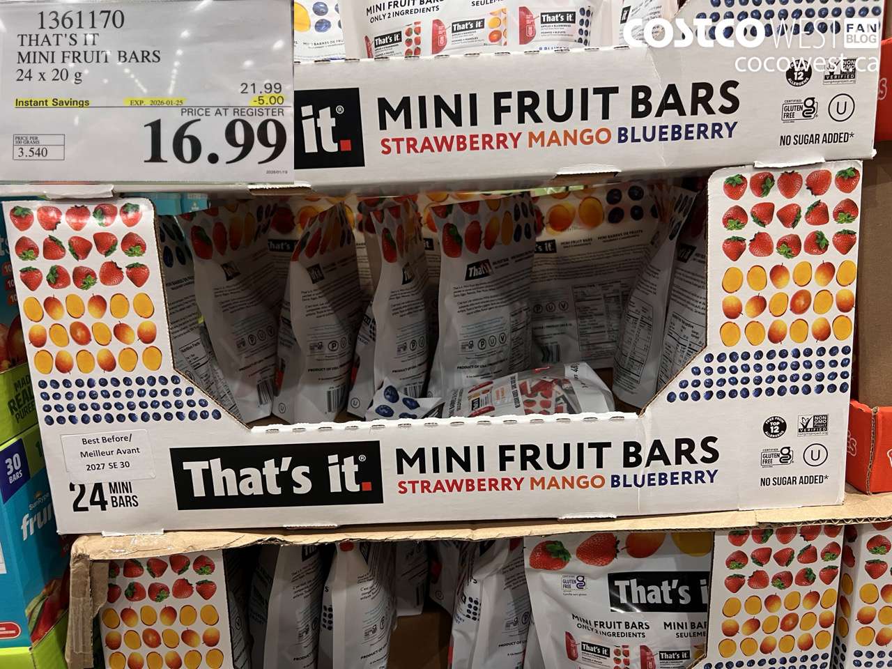 1361170 THAT'S IT MINI FRUIT BARS 24 x 20g ($5.00 INSTANT SAVINGS EXPIRES ON 2025-01-25) $16.99