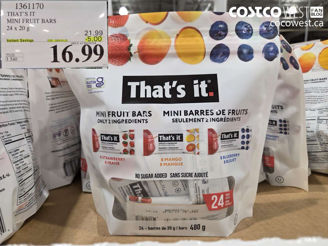 1361170 THAT'S IT MINI FRUIT BARS 24 x 20g ($5.00 INSTANT SAVINGS EXPIRES ON 2025-01-25) $16.99