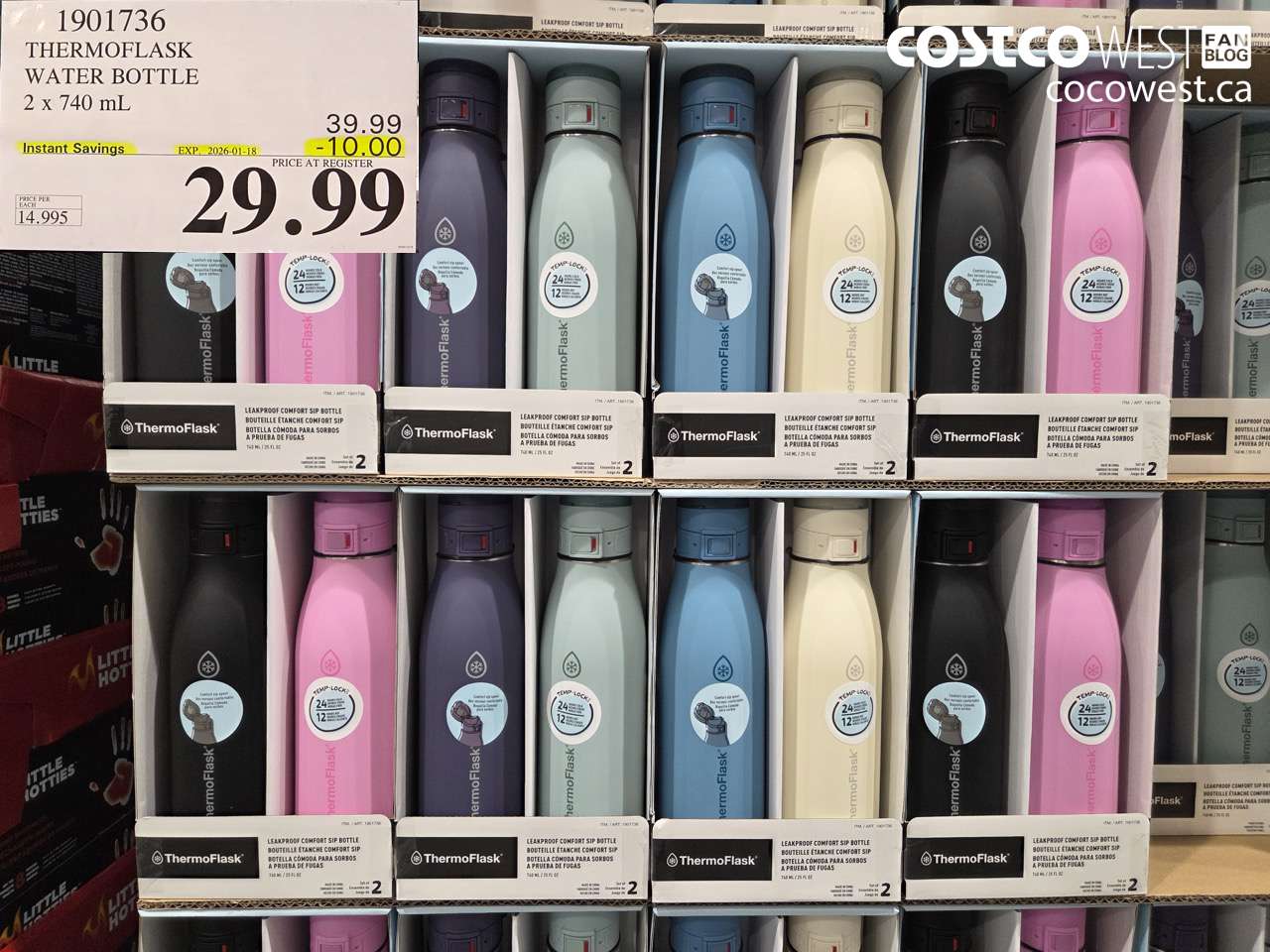 1901736 THERMOFLASK WATER BOTTLE 2 X 740ML ($10.00 INSTANT SAVINGS EXPIRES ON 2026-01-18) $29.99