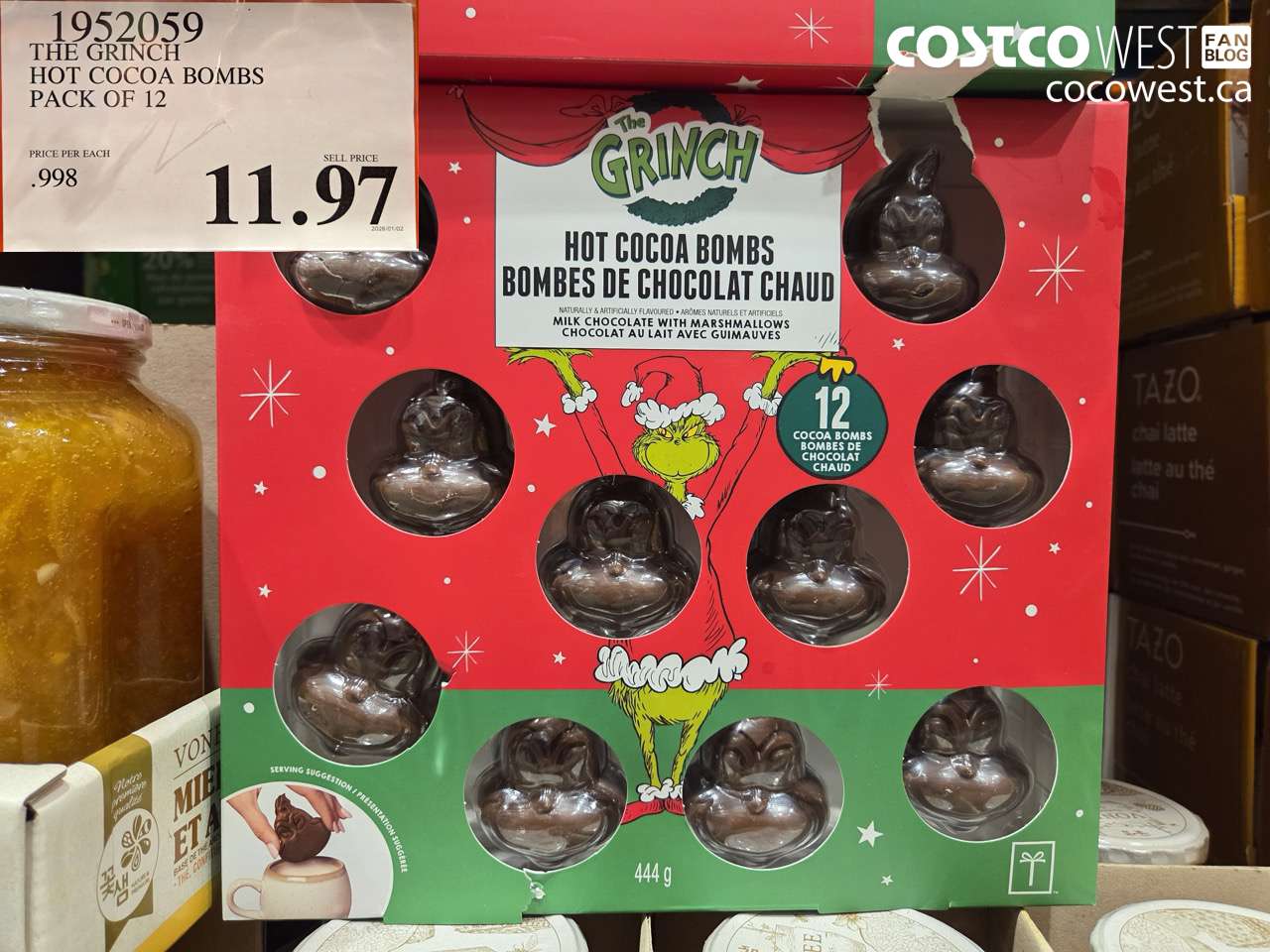 1952059 THE GRINCH HOT COCOA BOMBS PACK OF 12 $11.97