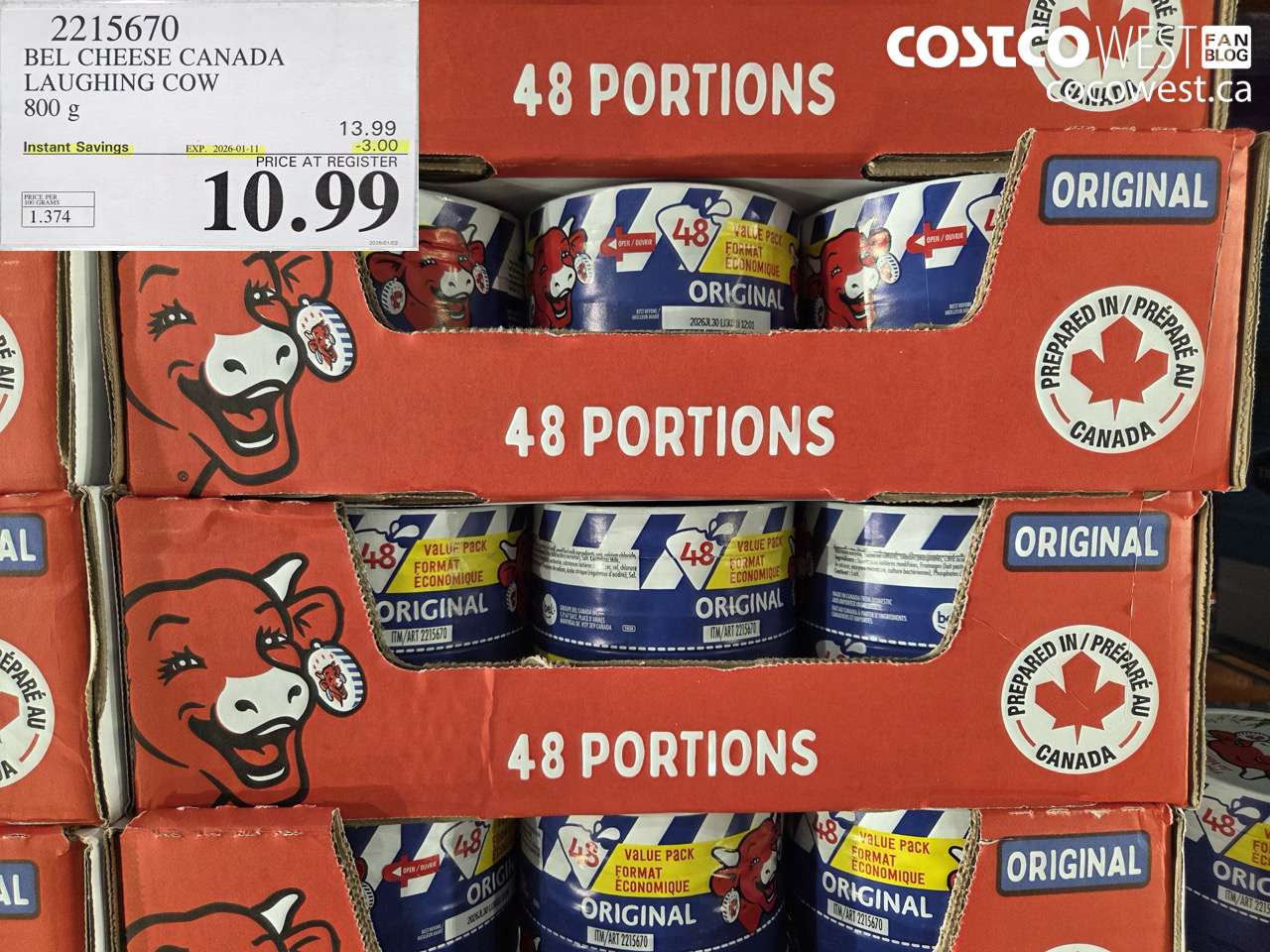 2215670 THE LAUGHING COW PROCESSED CHEESE 800G ($3.00 INSTANT SAVINGS EXPIRES ON 2026-01-11) $10.99