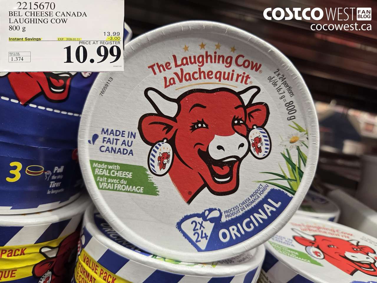 2215670 THE LAUGHING COW PROCESSED CHEESE 800G ($3.00 INSTANT SAVINGS EXPIRES ON 2026-01-11) $10.99