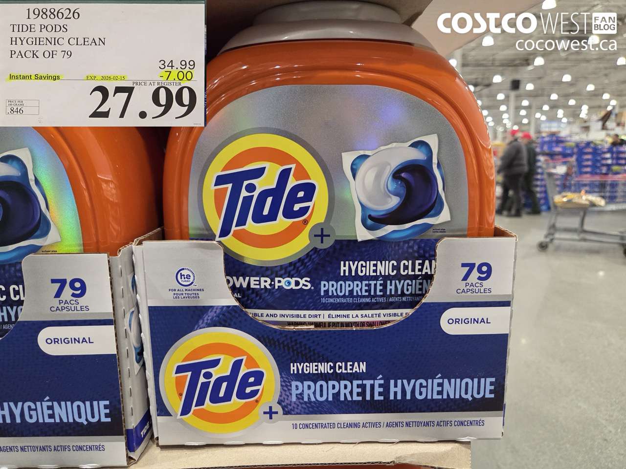 1988626 TIDE PODS HYGIENIC CLEAN PACK OF 79 ($7.00 INSTANT SAVINGS EXPIRES ON 2026-02-15) $27.99