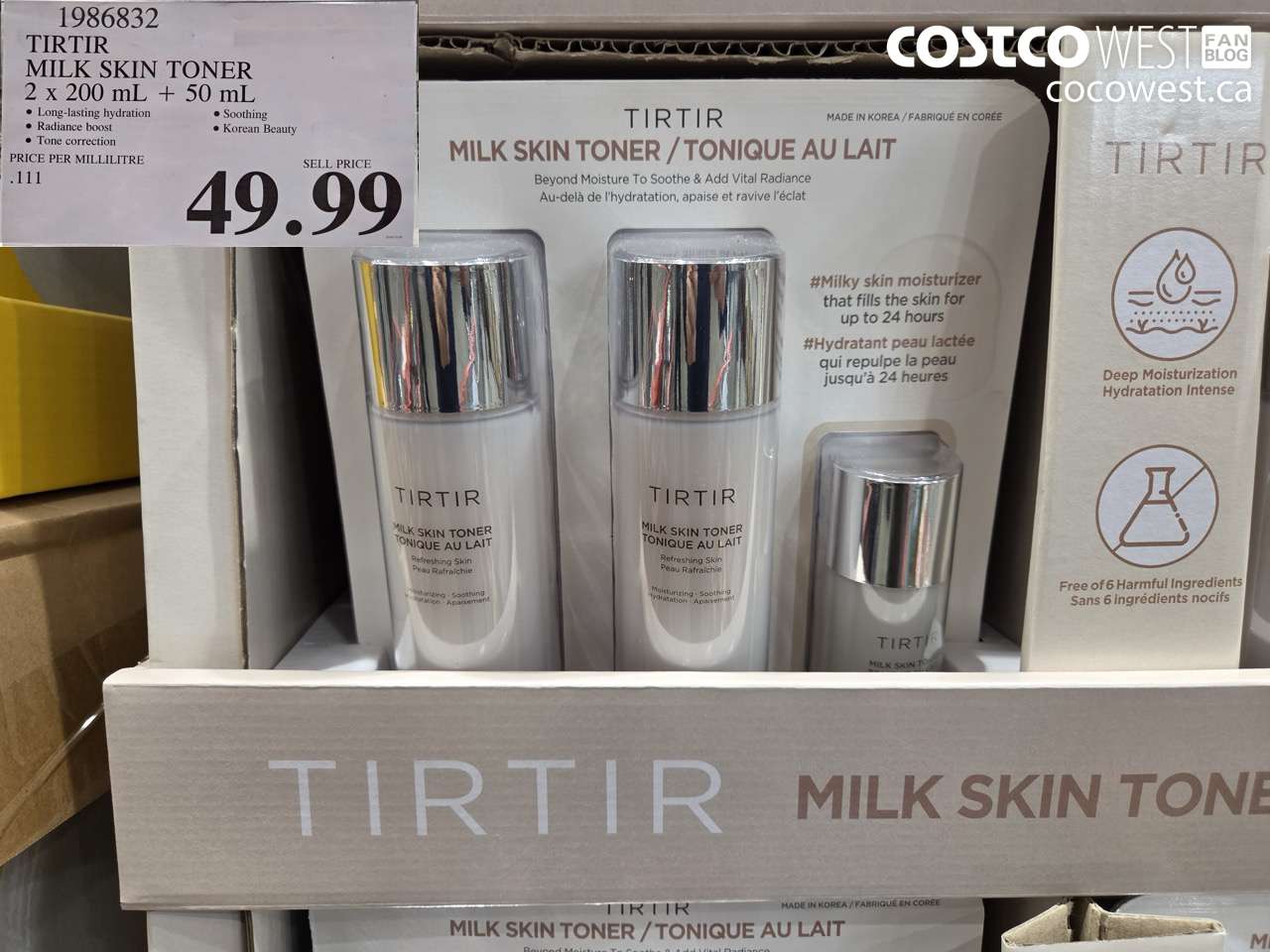 1986832 TIRTIR MILK SKIN TONER 2 X 200ML + 50ML $49.99