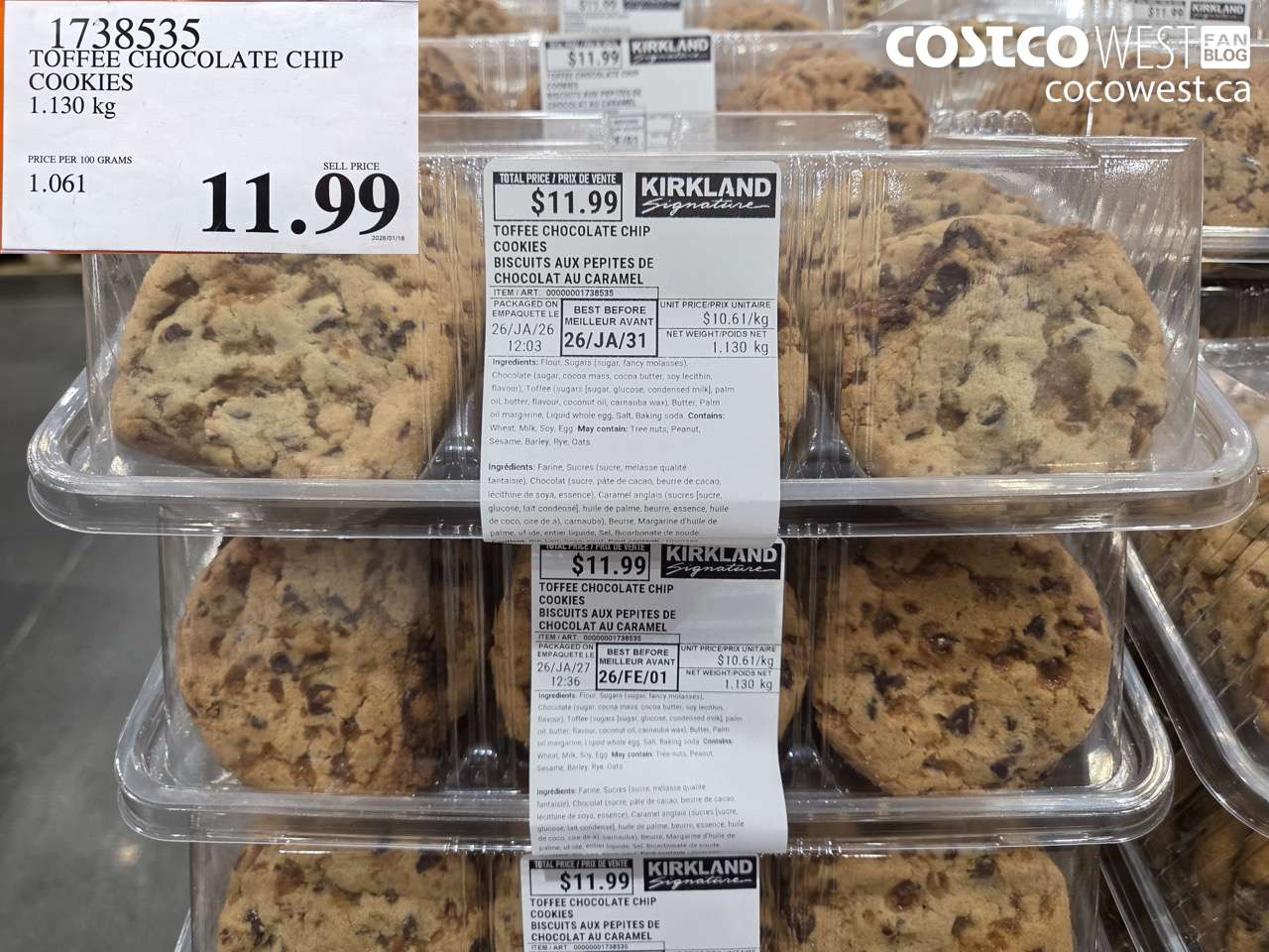 1738535 TOFFEE CHOCOLATE CHIP COOKIES $11.99