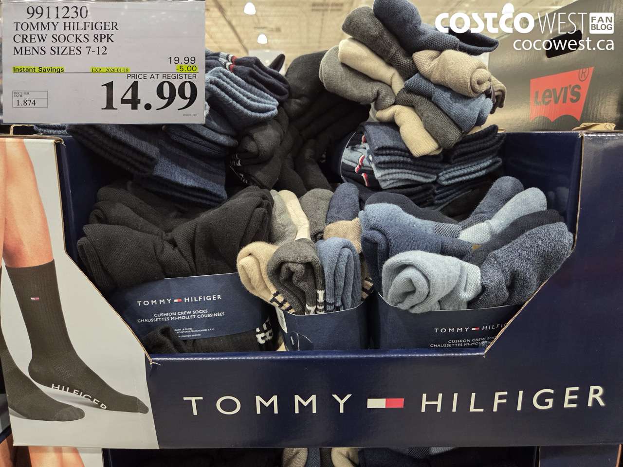 9911230 TOMMY HILFIGER CREW SOCKS 8PK MENS SIZES 7-12  ($5.00 INSTANT SAVINGS EXPIRES ON 2026-01-18) $14.99