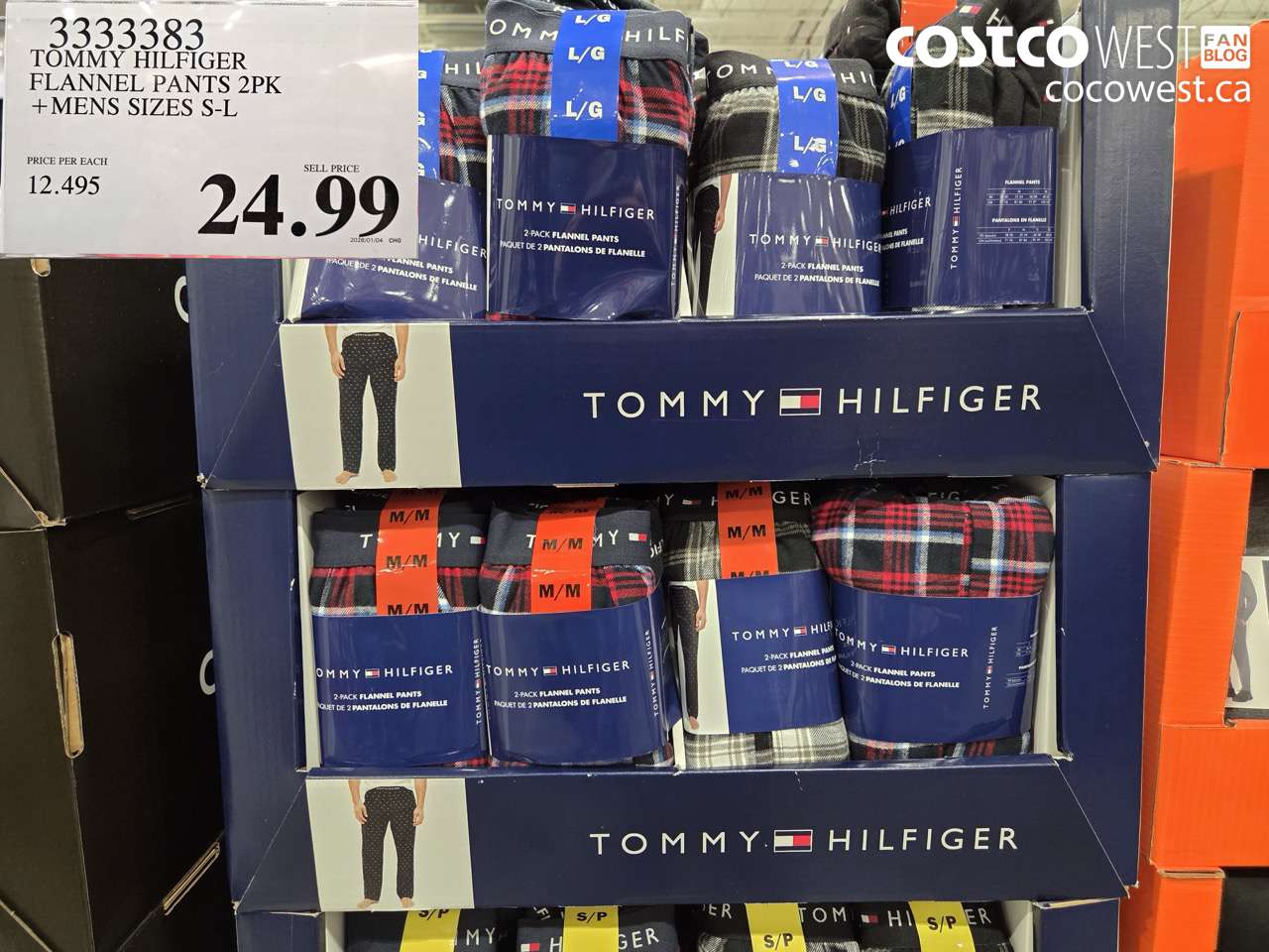 3333383 TOMMY HILFIGER FLANNEL PANT 2PK MENS SIZES S-L $24.99