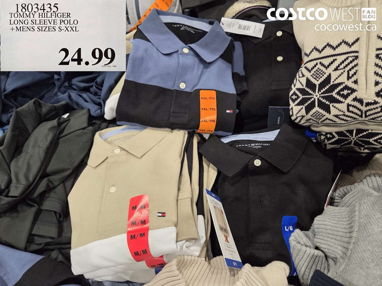 1803435 TOMMY HILFIGER LONG SLEEVE POLO MENS SIZES S-XXL $24.99