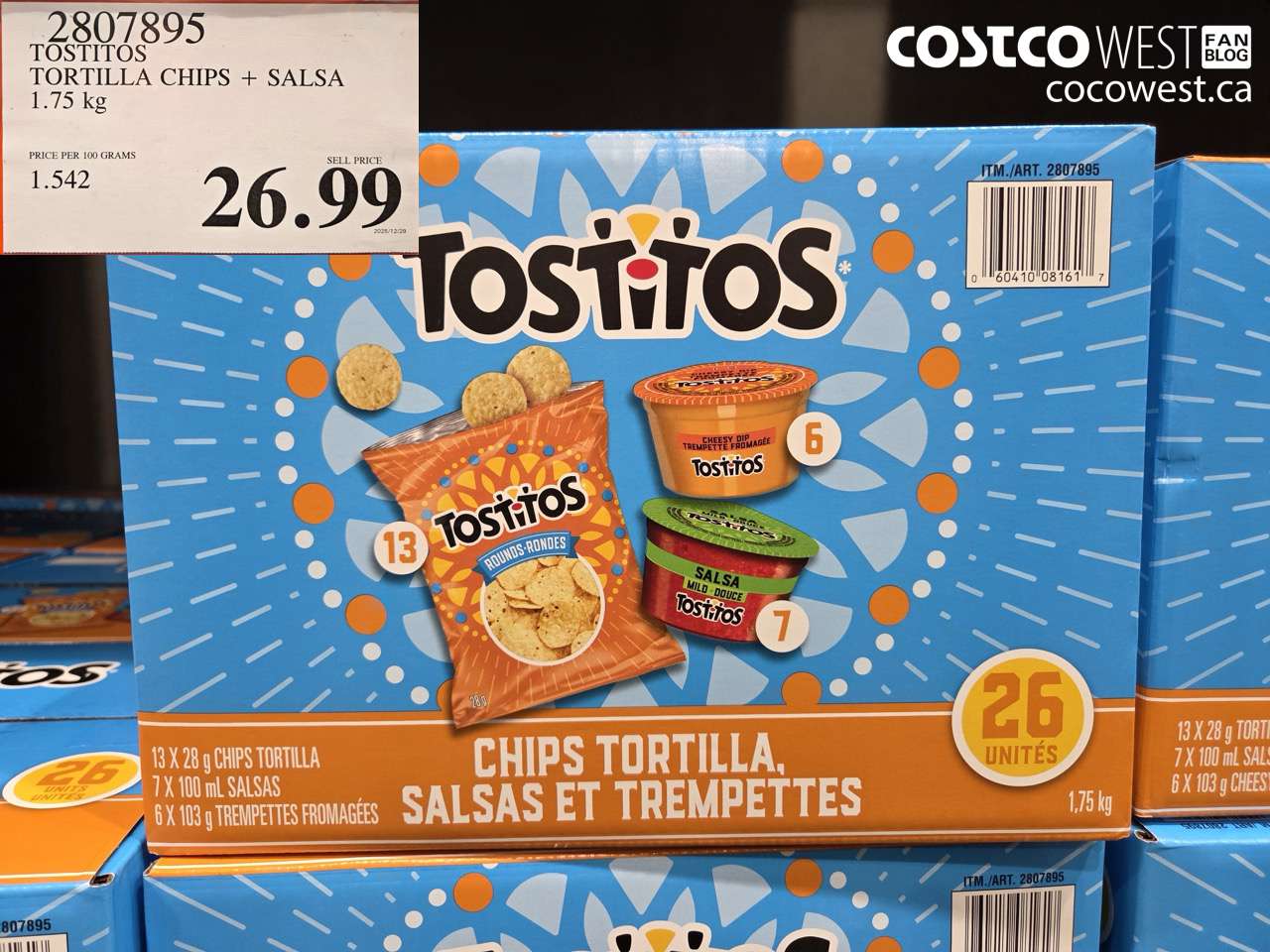 2807895 TOSTITOS TORTILLA CHIPS + SALSA 1.75KG $26.99