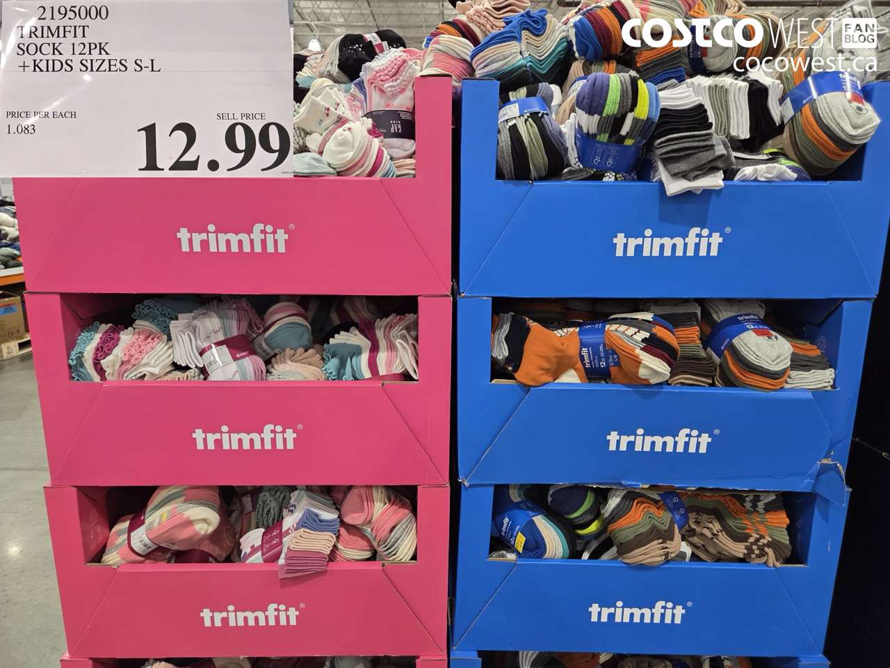 2195000 TRIMFIT KIDS SOCKS 12PK SIZES S-L $12.99