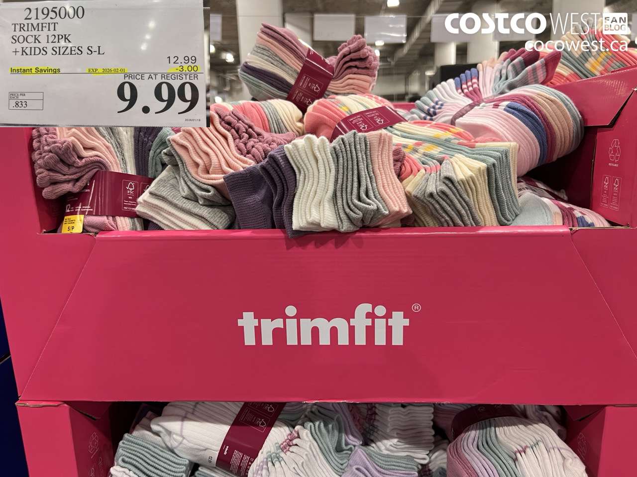 2195000 TRIMFIT KIDS SOCKS 12PK SIZES S-L ($3.00 INSTANT SAVINGS EXPIRES ON 2026-02-01) $9.99
