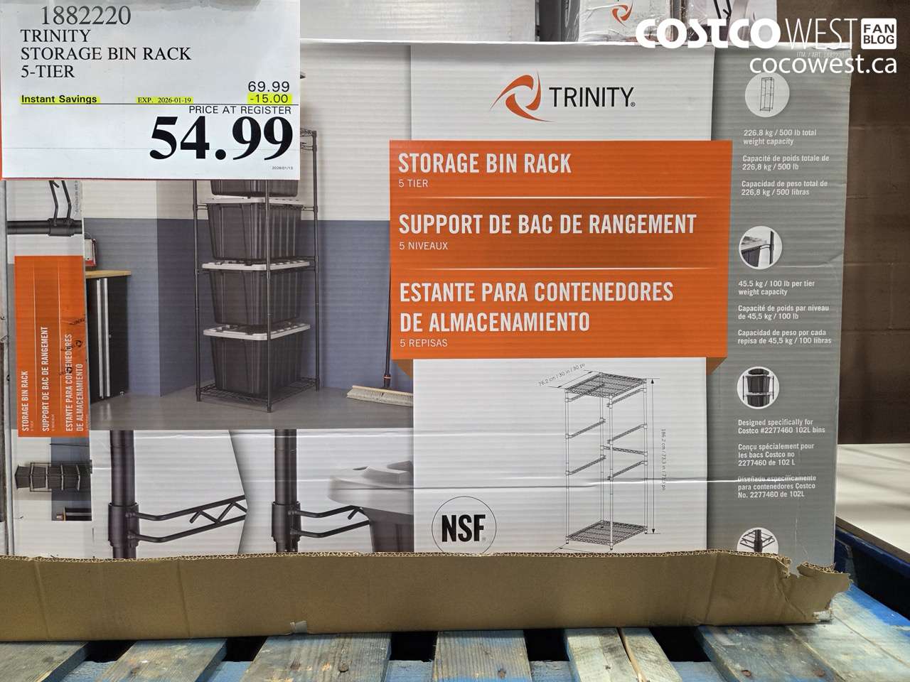 1882220 TRINITY STORAGE BIN RACK 5-TIER ($15.00 INSTANT SAVINGS EXPIRES ON 2026-01-19) $54.99