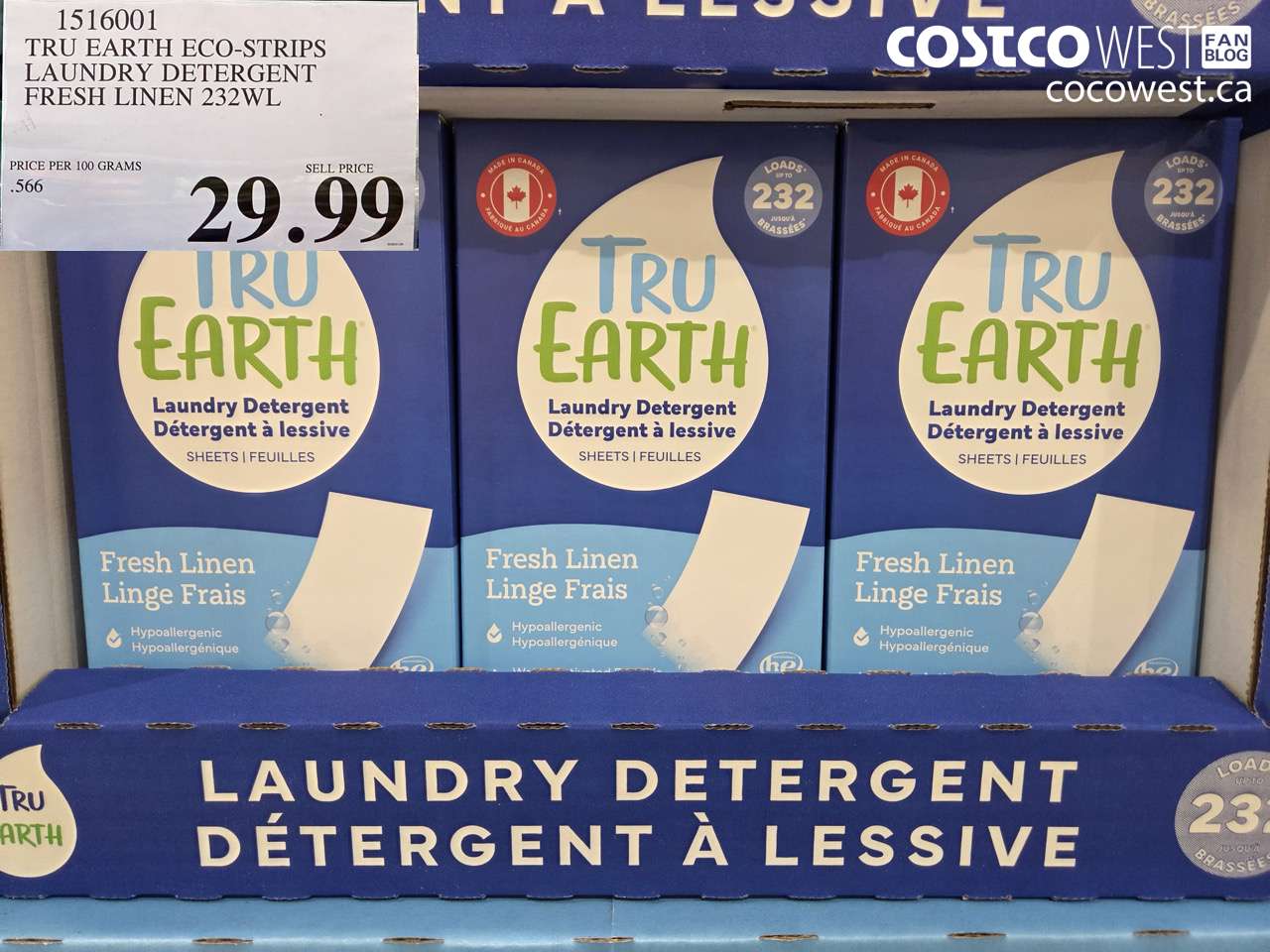 1516001 TRU EARTH ECO-STRIPS LAUNDRY DETERGENT FRESH LINEN 232WL $29.99