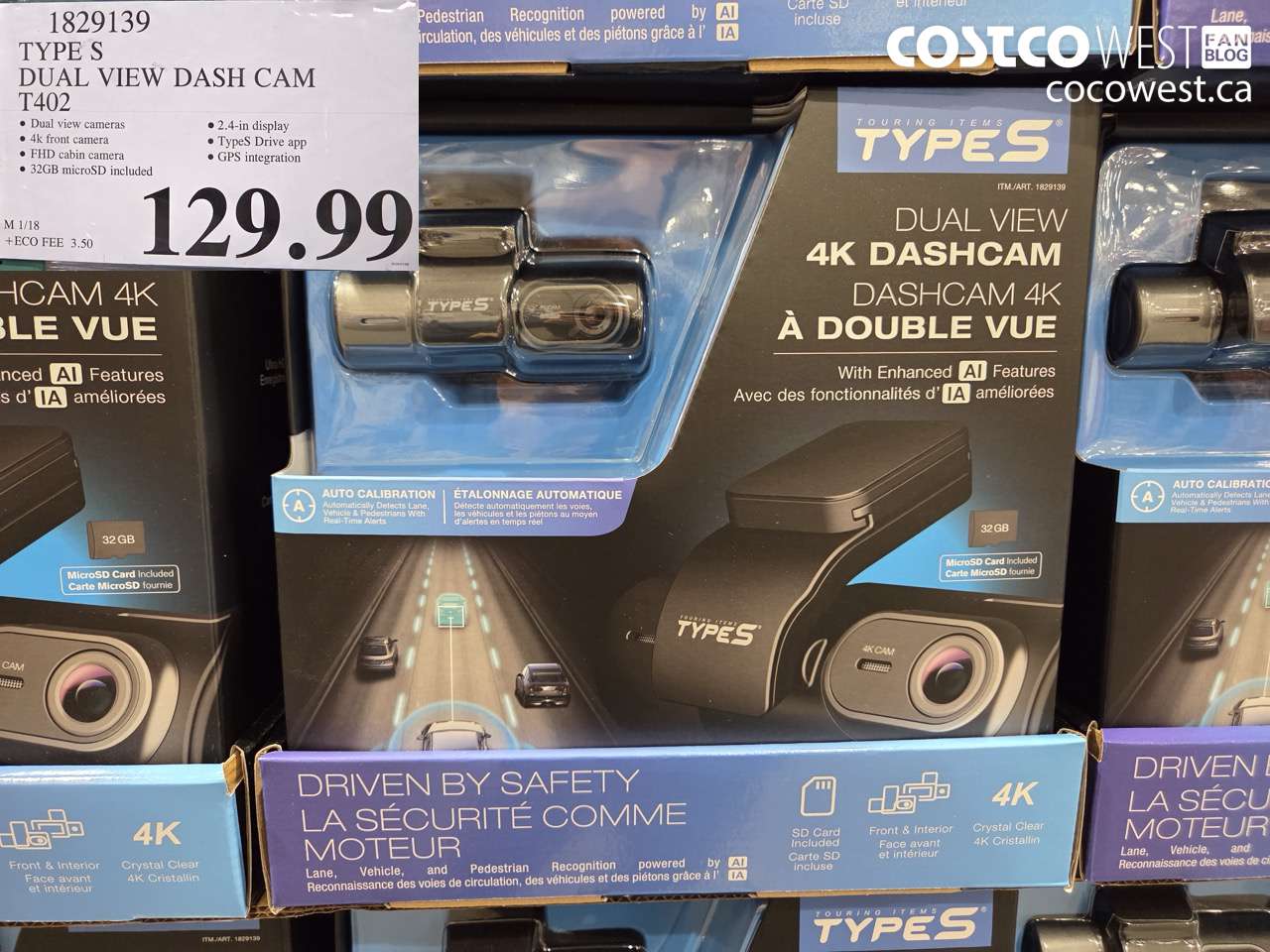 1829139 TYPE S DUAL VIEW DASH CAM T402 $129.99