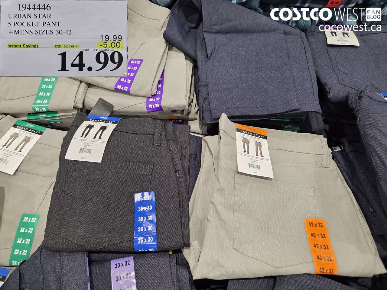 1944446 URBAN STAR 5 POCKET PANT MENS SIZES 30-42 ($5.00 INSTANT SAVINGS EXPIRES ON 2026-01-04) $14.99