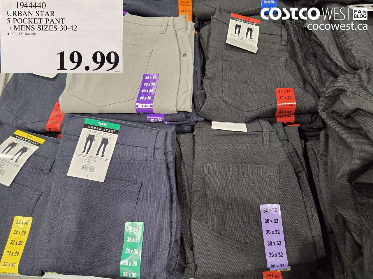 1944440 URBAN STAR 5 POCKET PANT MENS SIZES 30-42 $19.99