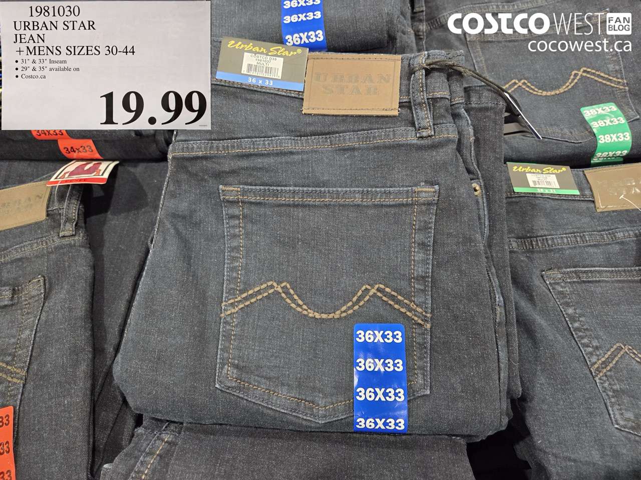 1981030 URBAN STAR JEAN MENS SIZES 30-44 $19.99