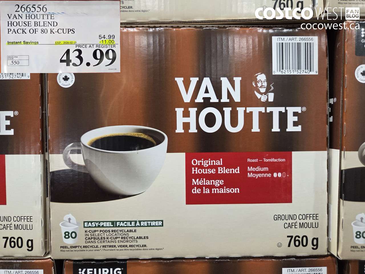 266556 VAN HOUTTE HOUSE BLEND K-CUPS 80 COUNT ($11.00 INSTANT SAVINGS EXPIRES ON 2026-02-15) $43.99