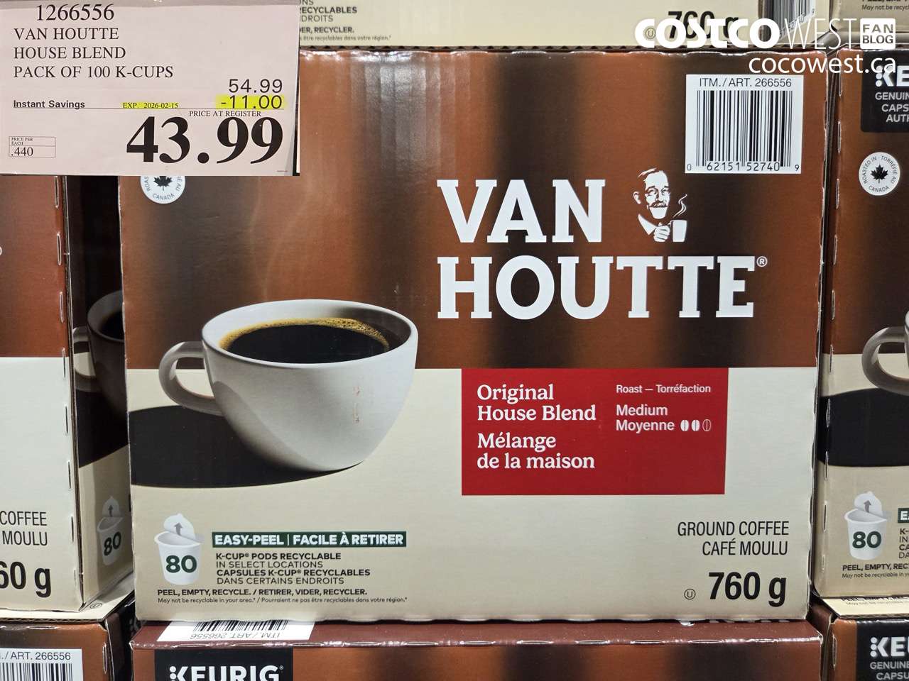 1266556 VAN HOUTTE HOUSE BLEND PACK OF 100 K-CUPS ($11.00 INSTANT SAVINGS EXPIRES ON 2026-02-15) $43.99