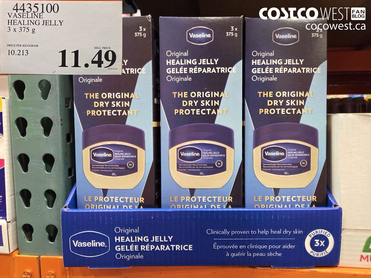 4435100 VASELINE PETROLEUM JELLY 3 X 375G $11.49