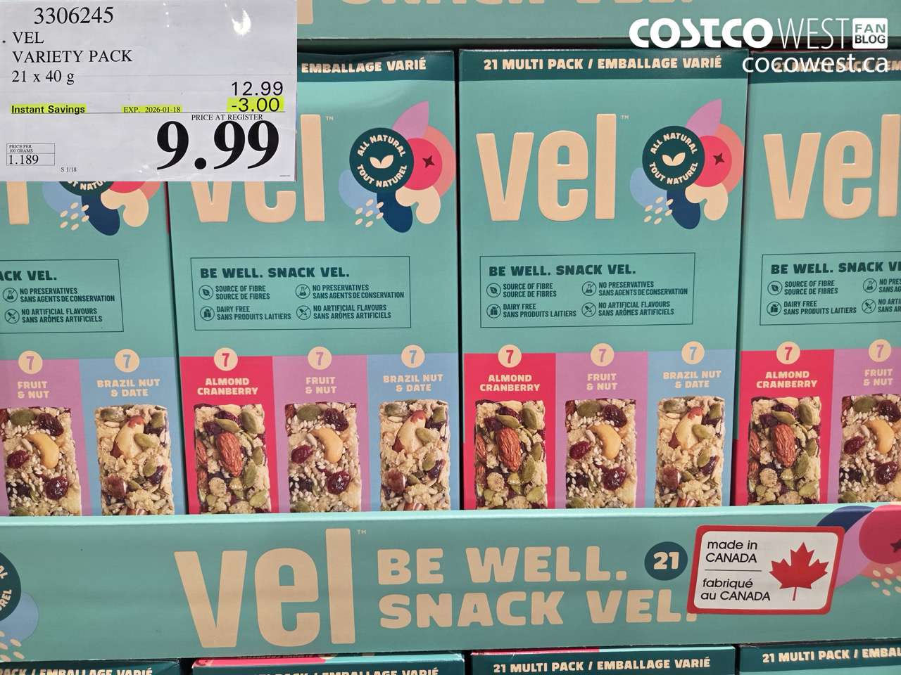 3306245 VEL VARIETY PACK 21 x 40g ($3.00 INSTANT SAVINGS EXPIRES ON 2026-01-18) $9.99